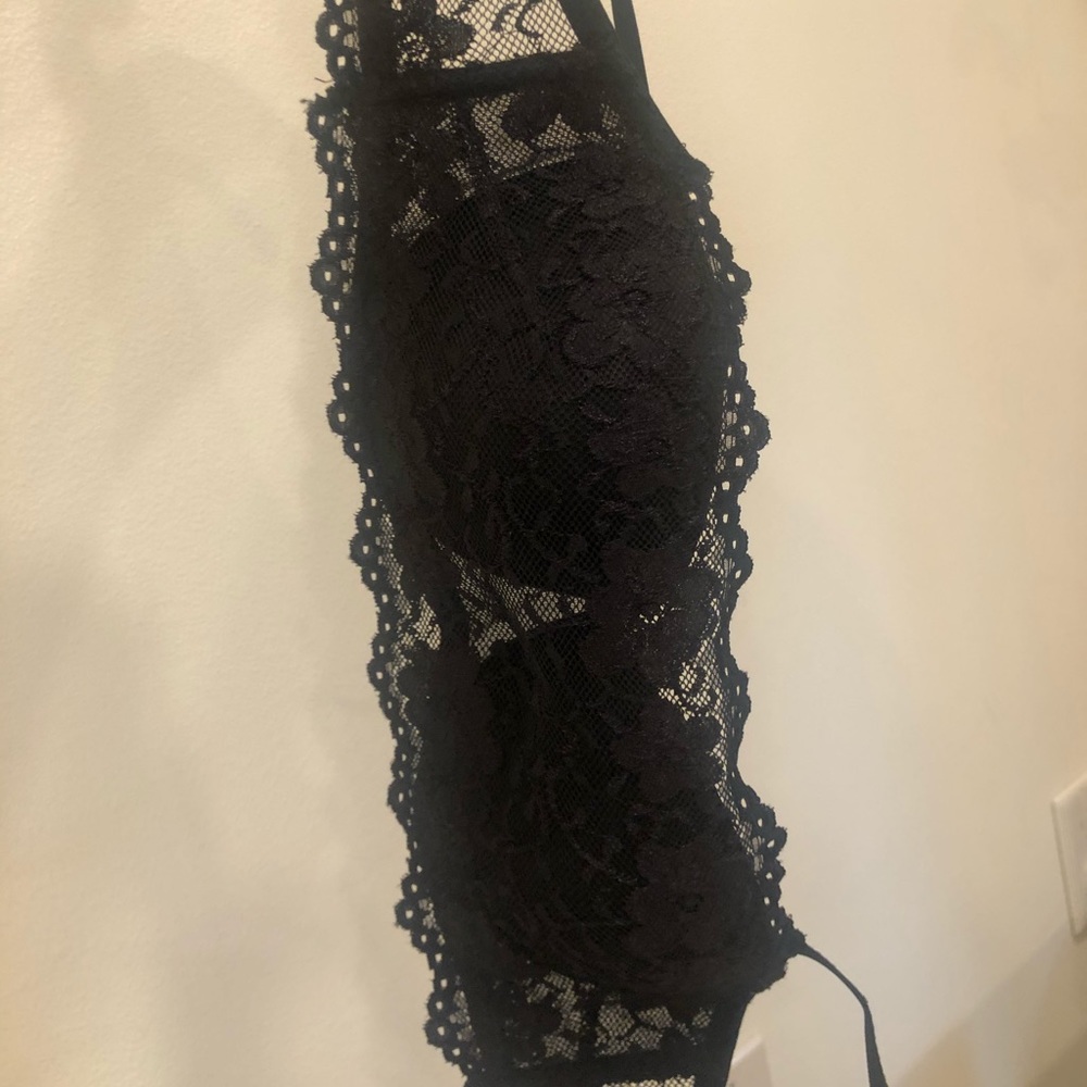 Arden B Black Bra with Lace Overlay Size 36b